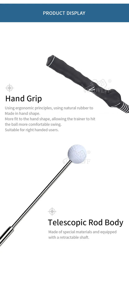 Rhythm Click Sound Telescopic Warm Up Golf Swing Trainer Correcting Gesturer Training Aid for Tempo Grip Strength Practice Stick