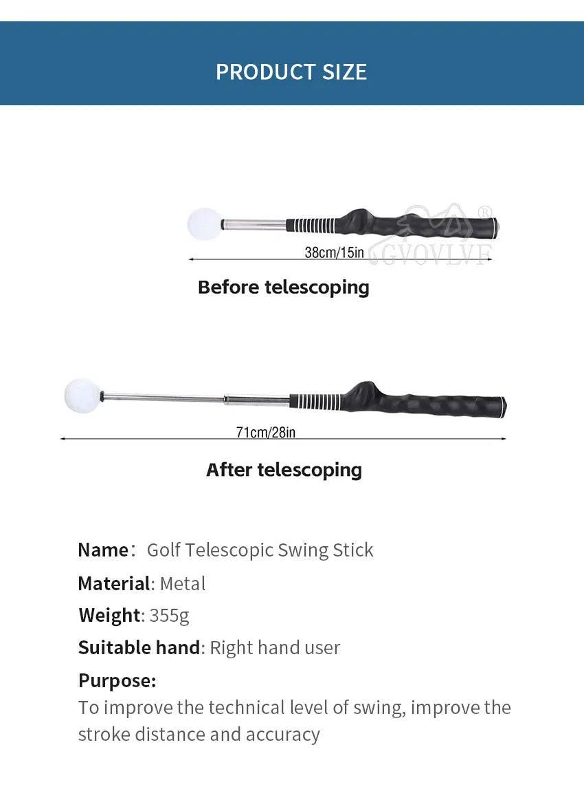 Rhythm Click Sound Telescopic Warm Up Golf Swing Trainer Correcting Gesturer Training Aid for Tempo Grip Strength Practice Stick