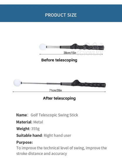 Rhythm Click Sound Telescopic Warm Up Golf Swing Trainer Correcting Gesturer Training Aid for Tempo Grip Strength Practice Stick